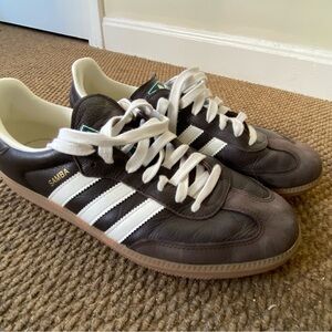 adidas Samba Leather Sneakers in Brown & White